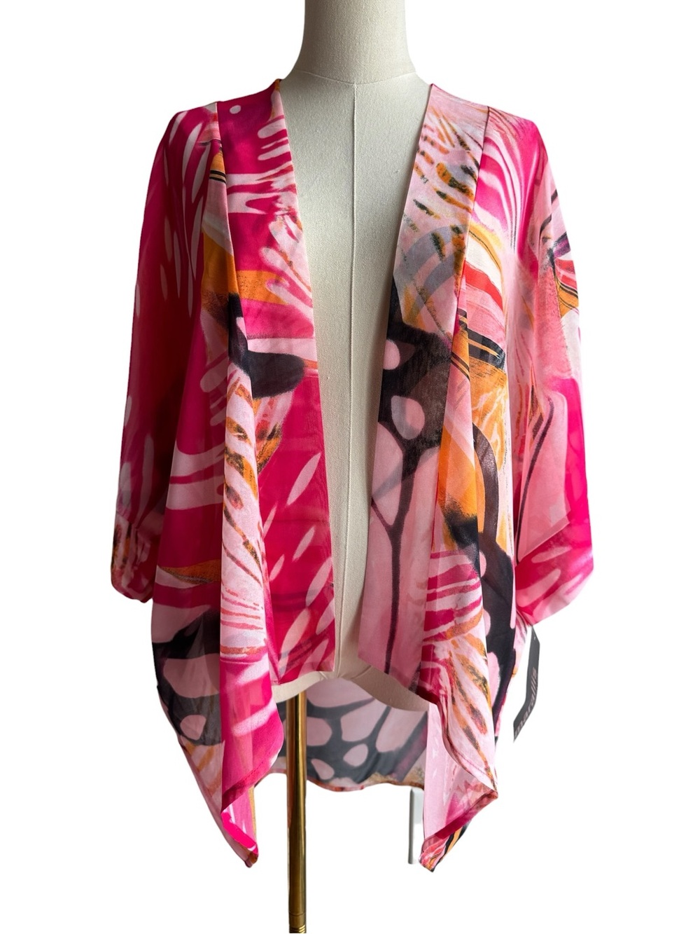 Marallis Artsy Butterfly Kimono Swim Cover Sz M Topper Pink Vacation Feminine